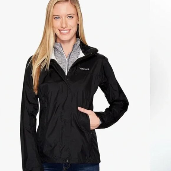 NWT Marmot PreCip Women's Lightweight Rain Jacket Extra Large XL Black New - Picture 1 of 13